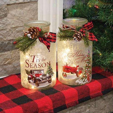 2/set Lighted Frosted Glass Holiday Vehicle Bottle - The Fox Decor